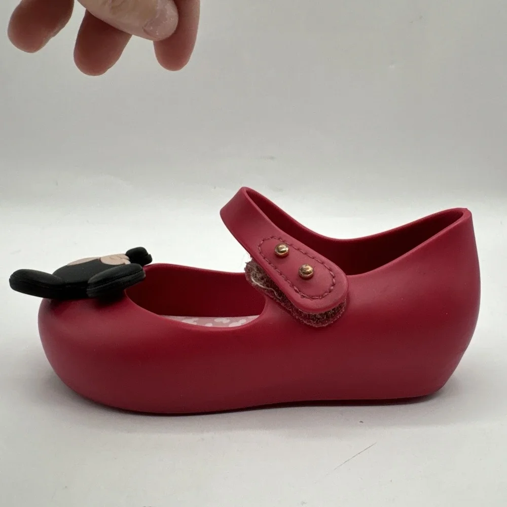 Mini Melissa + Disney Mickey & Minnie Kissing Mary Jane Shoes Pink Girls Size 8